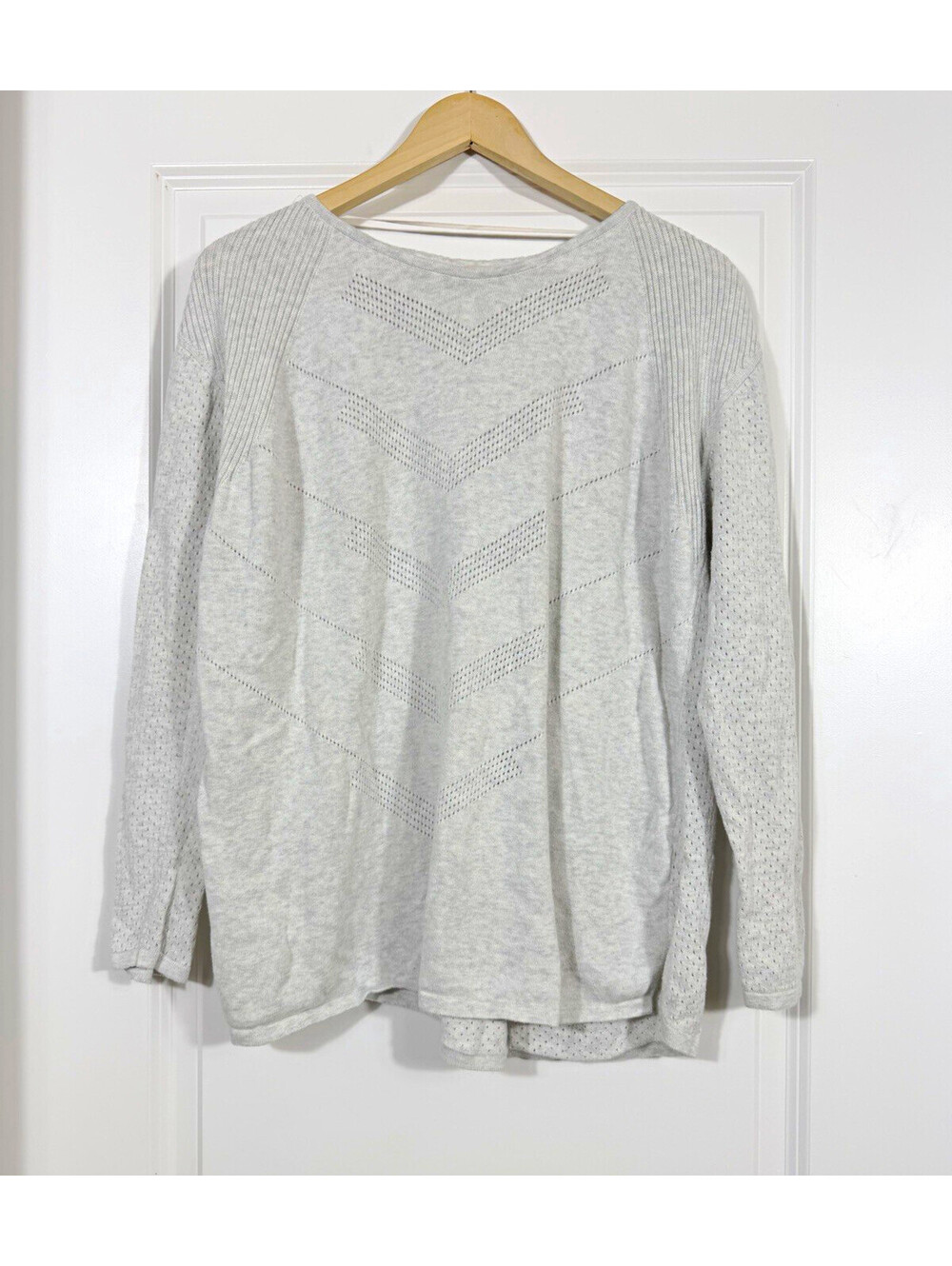 prAna Gray Chevron Pointelle Knit Sweater Pullover Sweater M Soft Minimalist